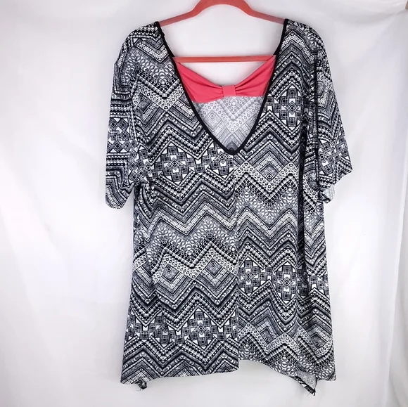 Hot Ginger aztec print bow back sharkbite top - Picture 5 of 5